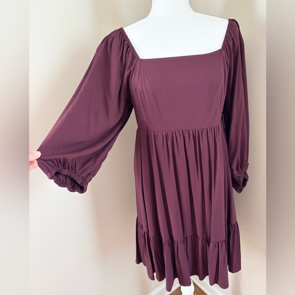 NWT Nine West Burgundy Square Neck Mini Dress - Picture 2 of 11